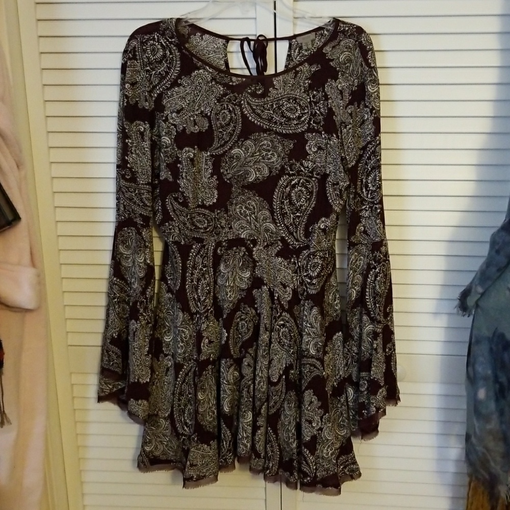 Urban Outfitters Maroon Paisley Mini Dress